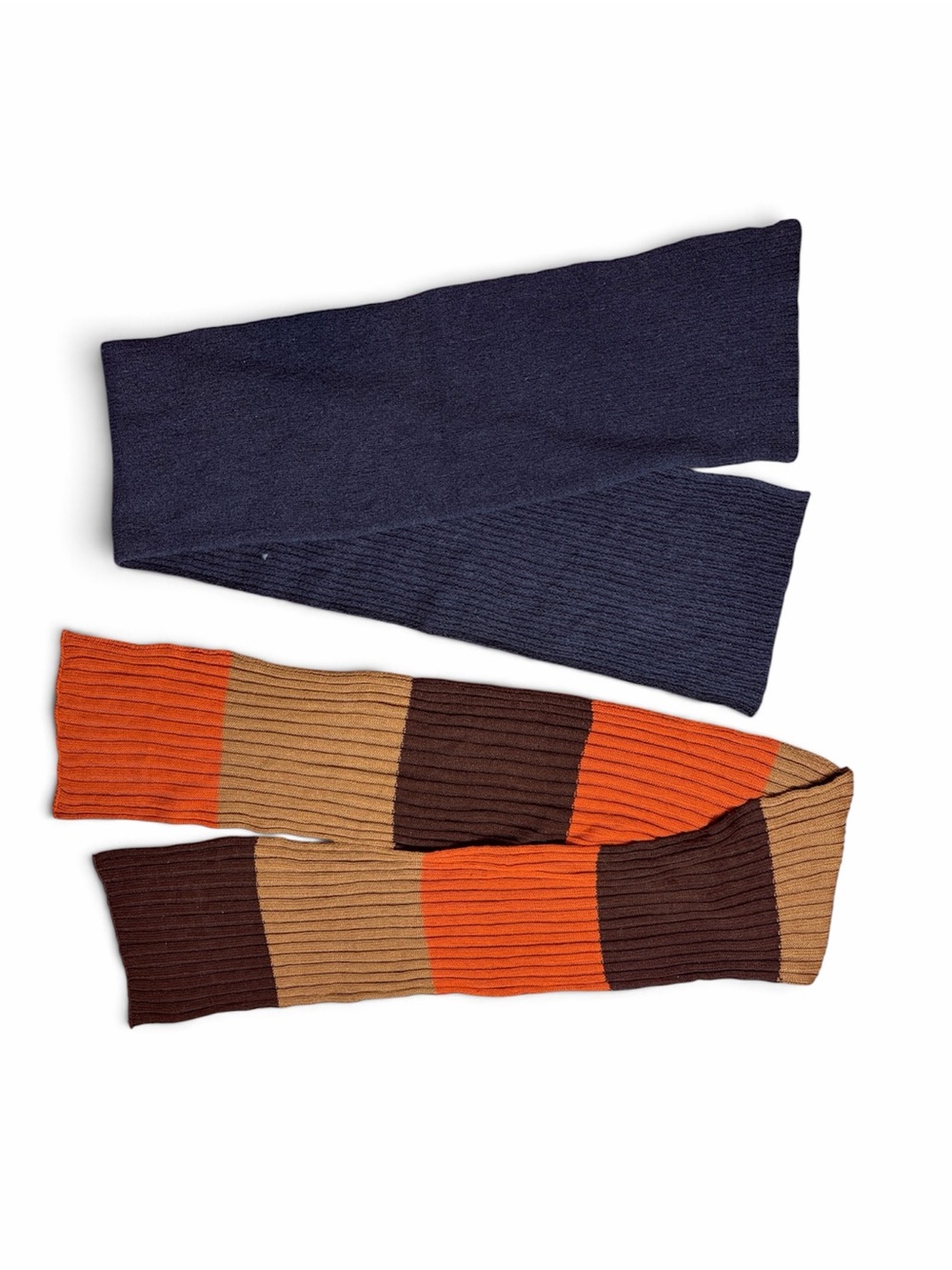 Banana Republic Wool Scarf + Colorblock Knit Scarf Bundle Brown Orange Tan Gray